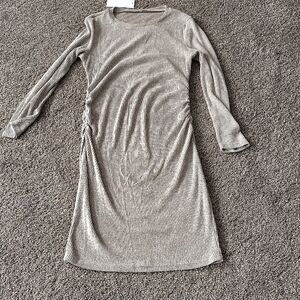 Maternity Elegant Gray Ribbed Dress